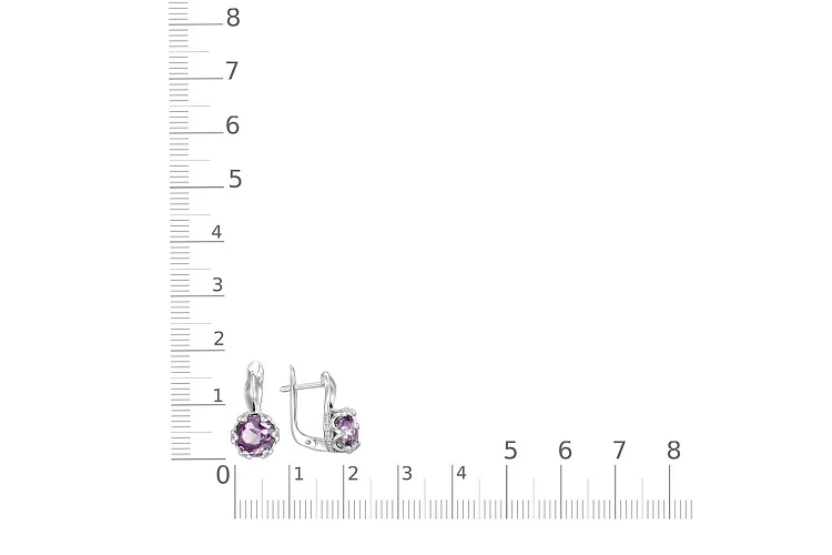 Серьги из белого золота с 2 аметистами