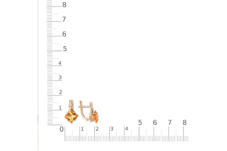 Серьги из красного золота с 2 цитринами