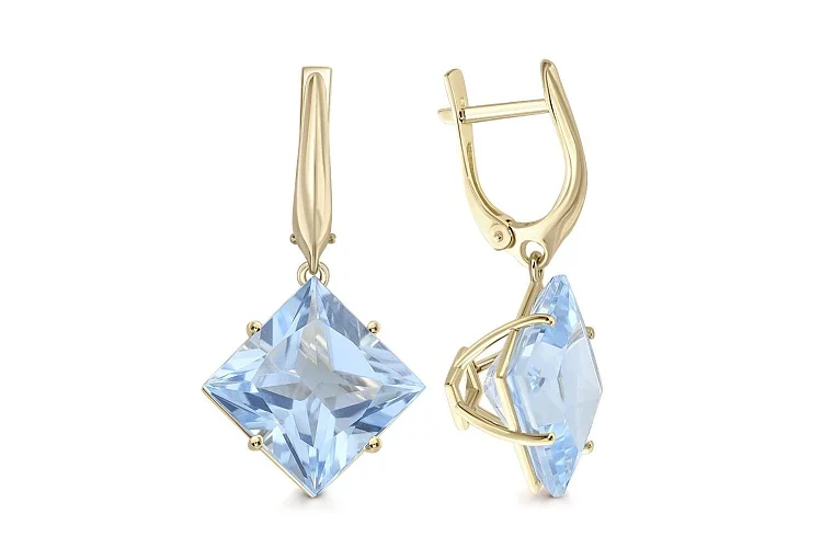 Серьги из жёлтого золота с 2 топазами sky