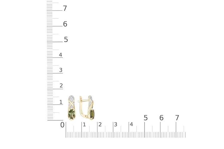 Серьги из жёлтого золота с 2 турмалинами и 14 фианитами