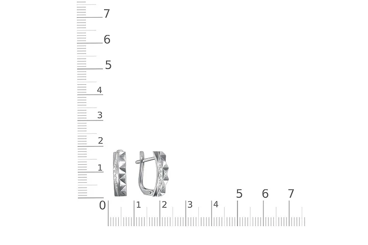 Серьги из белого золота с 6 фианитами