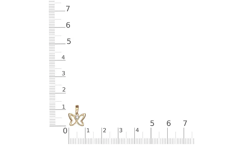 Подвеска Бабочка из жёлтого золота с фианитом