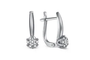 Серьги Малинки из белого золота с 14 фианитами