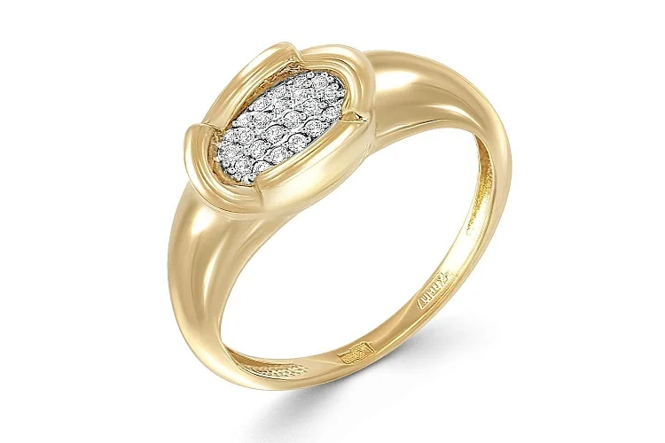Кольцо из жёлтого золота с 22 фианитами