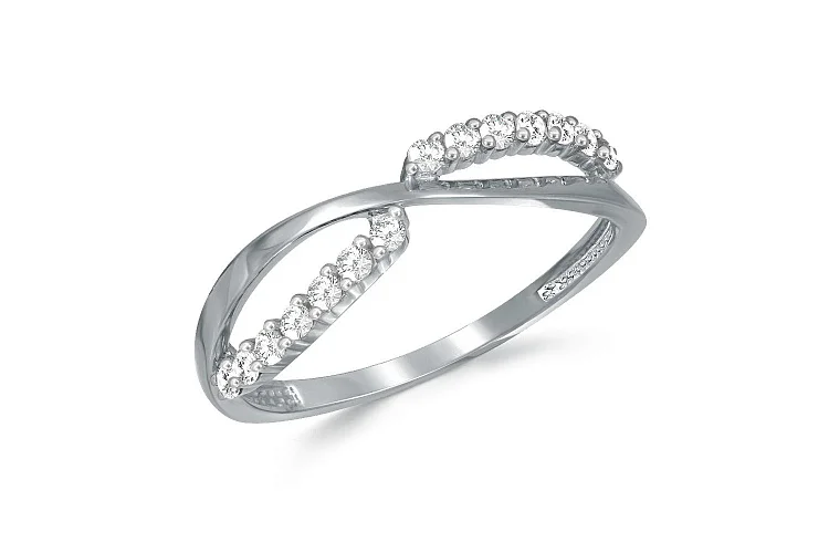 Кольцо из белого золота с 14 фианитами