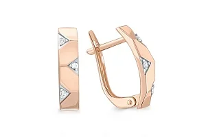 Серьги из красного золота с 6 фианитами