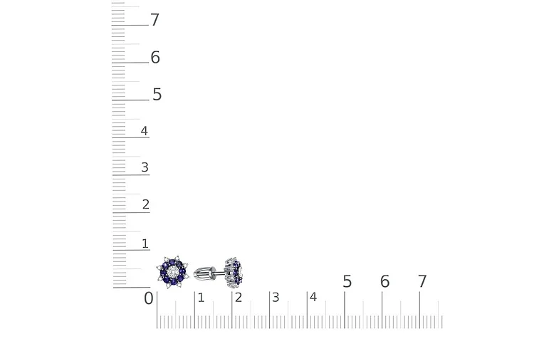 Серьги-пусеты из белого золота с 16 сапфирами и 18 бриллиантами