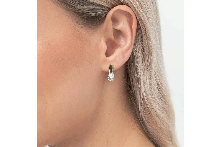 Серьги из жёлтого золота с 26 фианитами