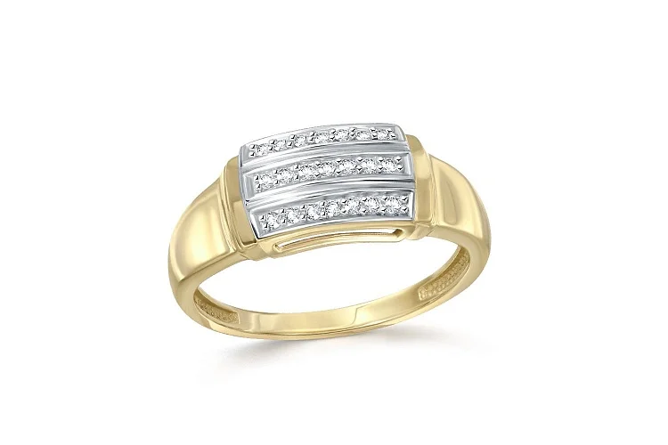 Кольцо из жёлтого золота с 21 фианитами