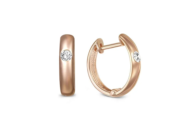 Серьги из красного золота с 2 фианитами