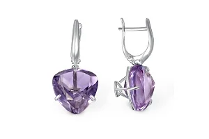 Серьги из белого золота с 2 аметистами