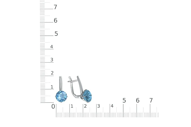Серьги из белого золота с 2 топазами swiss