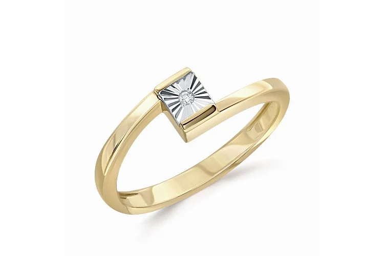 Кольцо Квадрат из жёлтого золота с бриллиантом