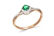 Кольцо из красного золота с изумрудом и 33 бриллиантами