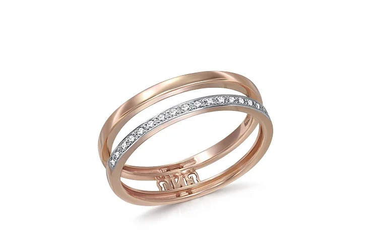 Кольцо Дорожка из красного золота с 19 фианитами