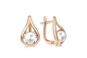 Серьги из красного золота с 2 жемчужинами