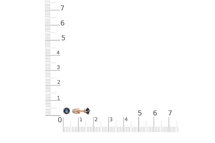 Серьги-пусеты из красного золота с 2 корундами