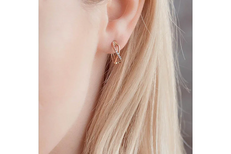 Серьги из красного золота с 10 фианитами