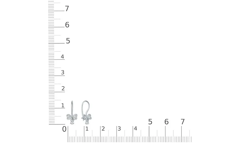Детские серьги Бантики из белого золота с 6 фианитами