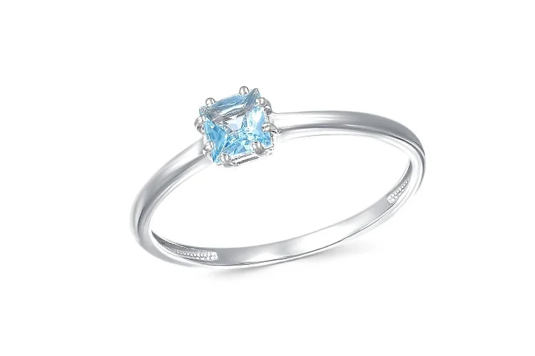 Кольцо из белого золота с топазом swiss