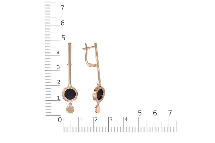 Серьги из красного золота с 2 ониксами