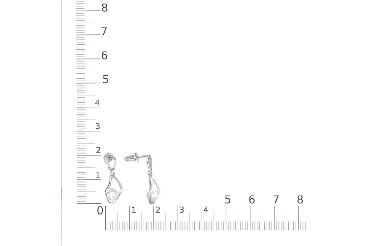 Серьги-пусеты из белого золота с 2 жемчужинами