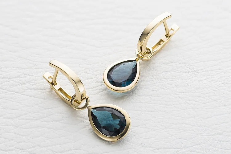 Серьги-трансформеры из жёлтого золота с 2 ситаллами