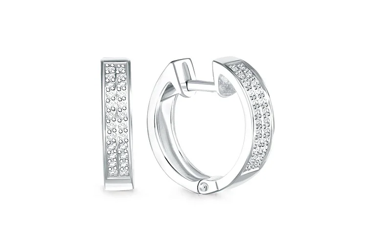 Серьги Дорожки из белого золота с 48 бриллиантами