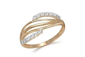 Кольцо из жёлтого золота с 14 фианитами