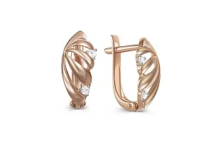 Серьги из красного золота с 4 фианитами