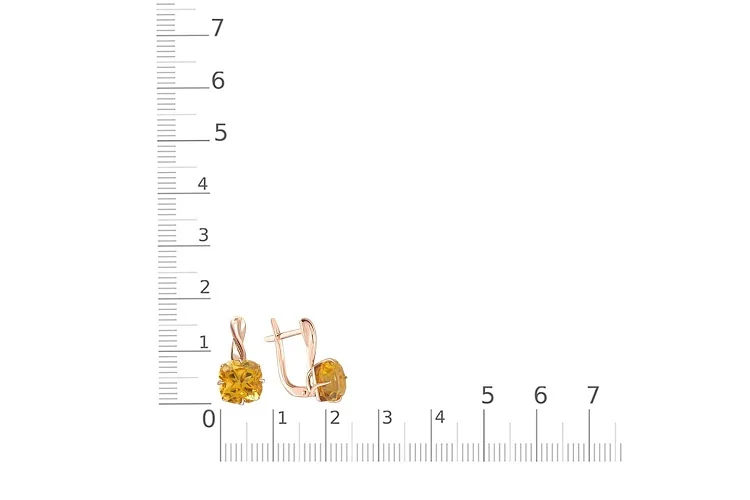 Серьги из красного золота с 2 цитринами