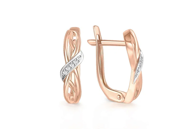 Серьги из красного золота с 10 бриллиантами