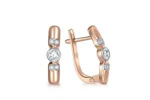 Серьги из красного золота с 10 фианитами