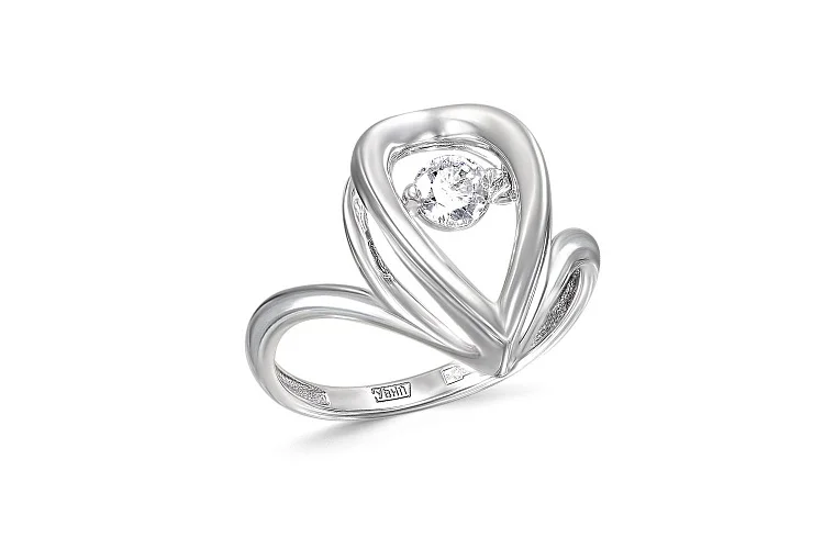 Кольцо из белого золота с фианитом