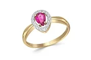 Кольцо из жёлтого золота с рубином и 16 бриллиантами
