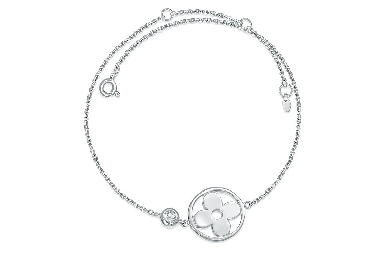 Колье Клевер из белого золота с фианитом