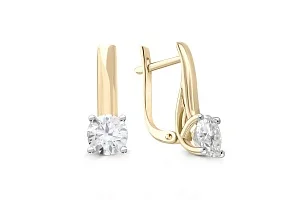 Серьги из жёлтого золота с 2 выращенными бриллиантами