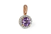Подвеска из красного золота с аметистом и 16 фианитами