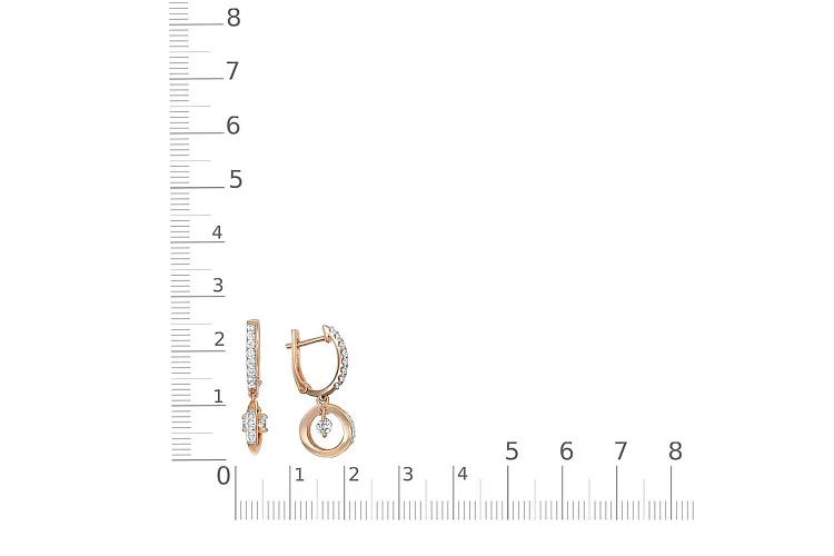 Серьги из красного золота с 20 фианитами