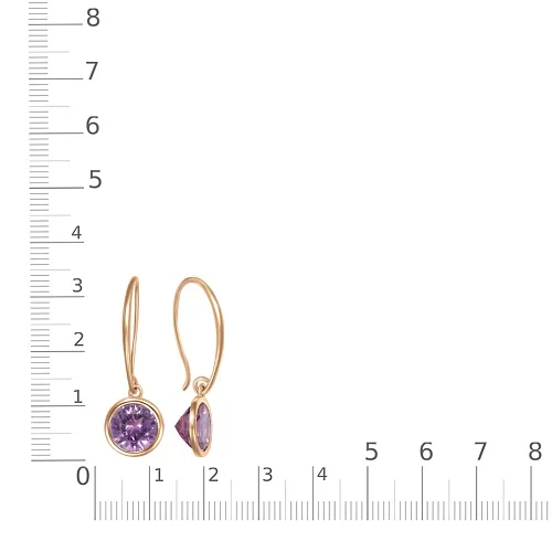 Серьги из красного золота с 2 аметистами