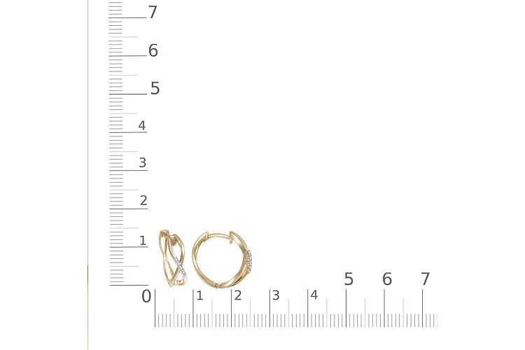 Серьги из жёлтого золота с 10 фианитами