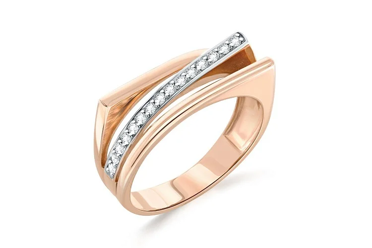 Кольцо Дорожка из красного золота с 15 бриллиантами