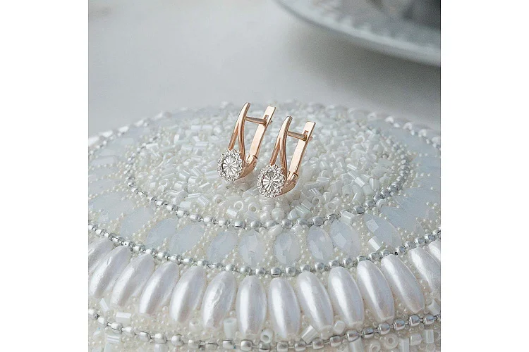 Серьги Цветы из красного золота с 26 бриллиантами