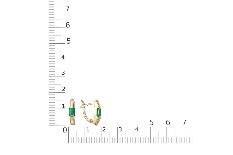 Серьги из жёлтого золота с 2 изумрудами