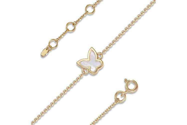 Браслет Бабочка из жёлтого золота с перламутром