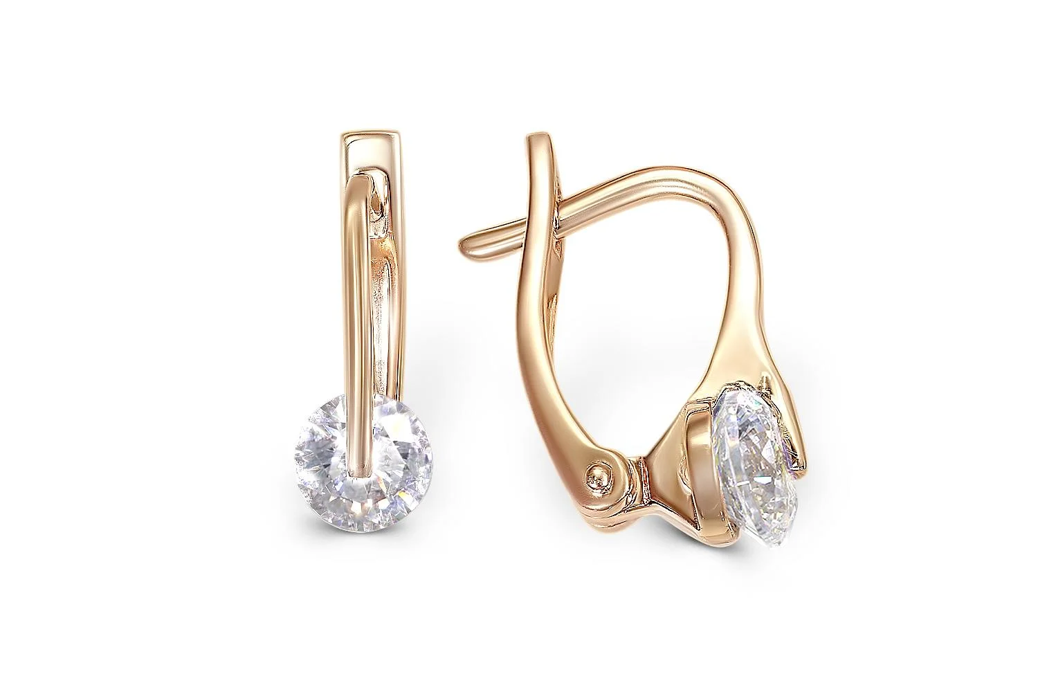 Серьги из красного золота с 2 кристаллами swarovski