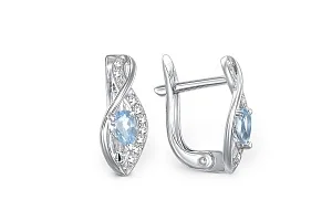 Серьги из белого золота с 2 топазами swiss и 18 бриллиантами