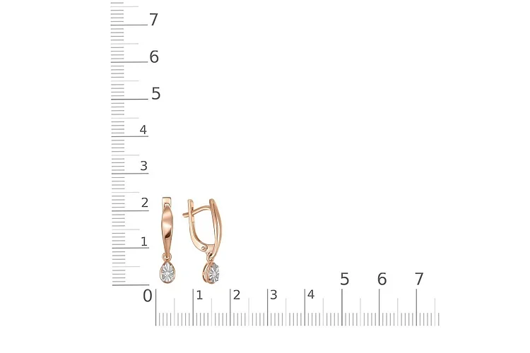 Серьги из красного золота с 2 бриллиантами