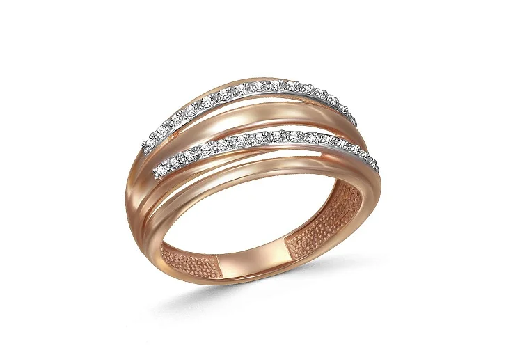 Кольцо Дорожка из красного золота с 30 бриллиантами