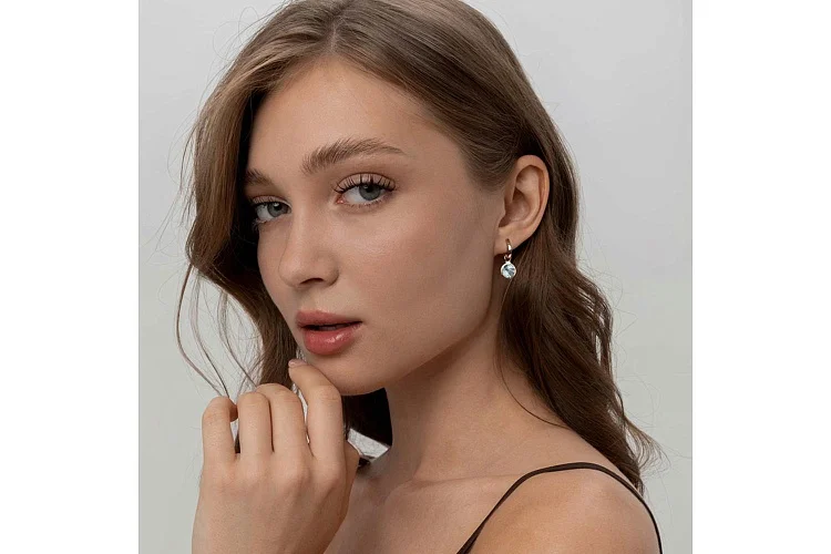 Подвеска серёг-трансформеров из красного золота с топазом sky